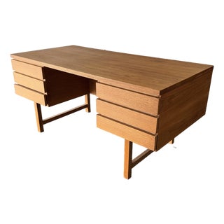 Danish Mid Century Modern Oak Executive Desk With Bookshelf Back, 1960s - In the Manner of Kai Kristiansen For Sale