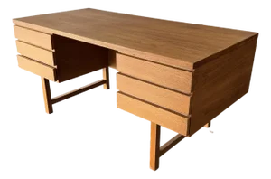 Danish Mid Century Modern Oak Executive Desk With Bookshelf Back, 1960s - In the Manner of Kai Kristiansen