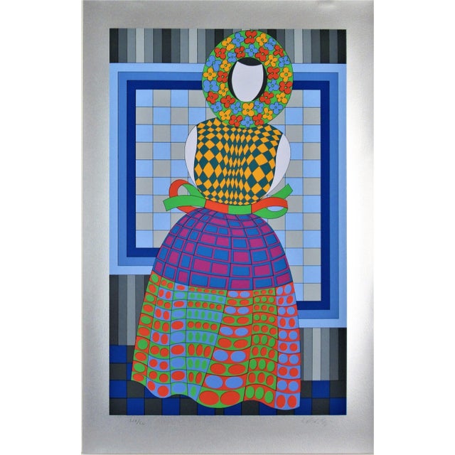 Printmaking Materials Victor Vasarely, Blomsterflicka, 1987 For Sale - Image 7 of 7