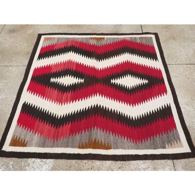 Galerie Shabab Collection Tribal Mid-20th Century Handmade American Flatweave Navajo Square Accent Rug For Sale In New York - Image 6 of 10