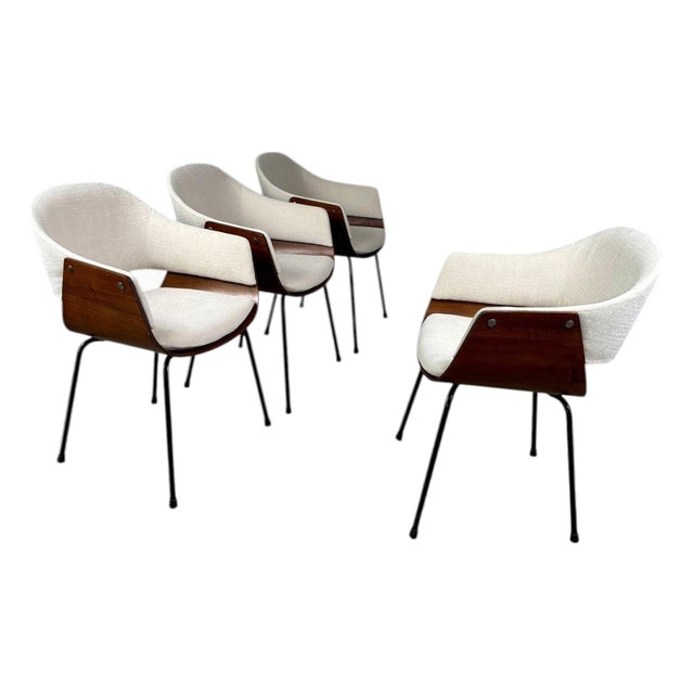 Wooden Shell Chairs, 1950s, Set of 4 For Sale