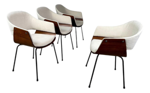 Wooden Shell Chairs, 1950s, Set of 4