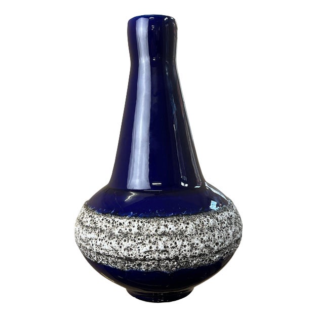 Royal Blue Fat Lava Model 408-30 Vase from Fohr Keramik For Sale