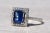 1990s The Bell Mountain: Diffused Emerald Cut Blue Sapphire Engagement Ring and Wedding Set with Custom Band For Sale - Image 5 of 11