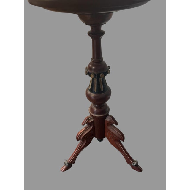 Antique Victorian Style Carved Walnut Inset Marble Top Plant Display Stand For Sale - Image 9 of 10