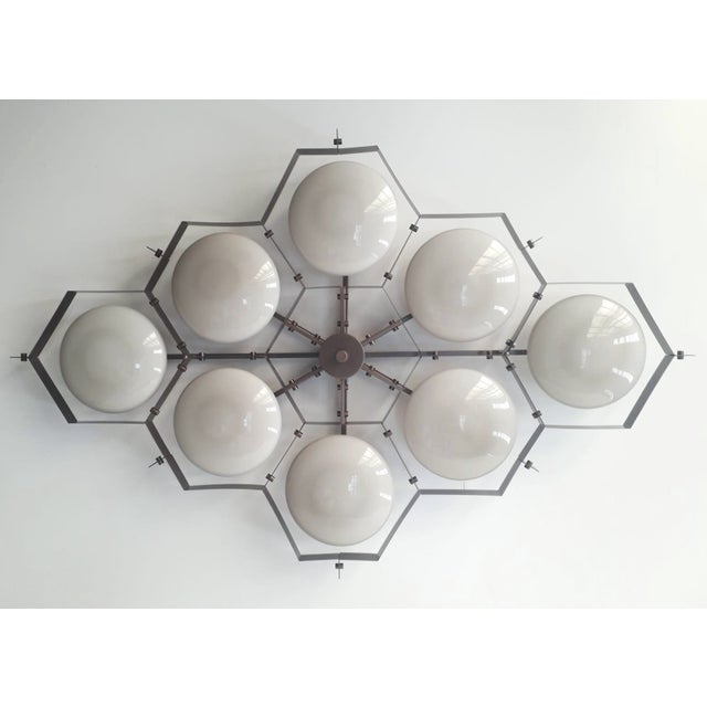 Italian 21st Century Beehive Bronze Glossy Gray Murano Flush Mount by Fabio LTD For Sale - Image 3 of 7