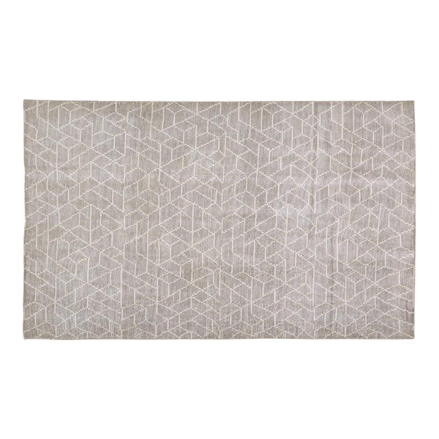 1970s Moroccan Hand Knotted Wool Rug, 5' X 8' For Sale