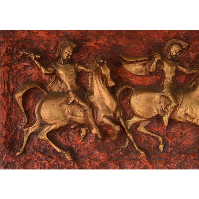 Mid-Century Modern 1960s Mid Century Finesse Originals J. Segura Roman Warriors and Horses Relief Wall Sculpture For Sale - Image 3 of 13