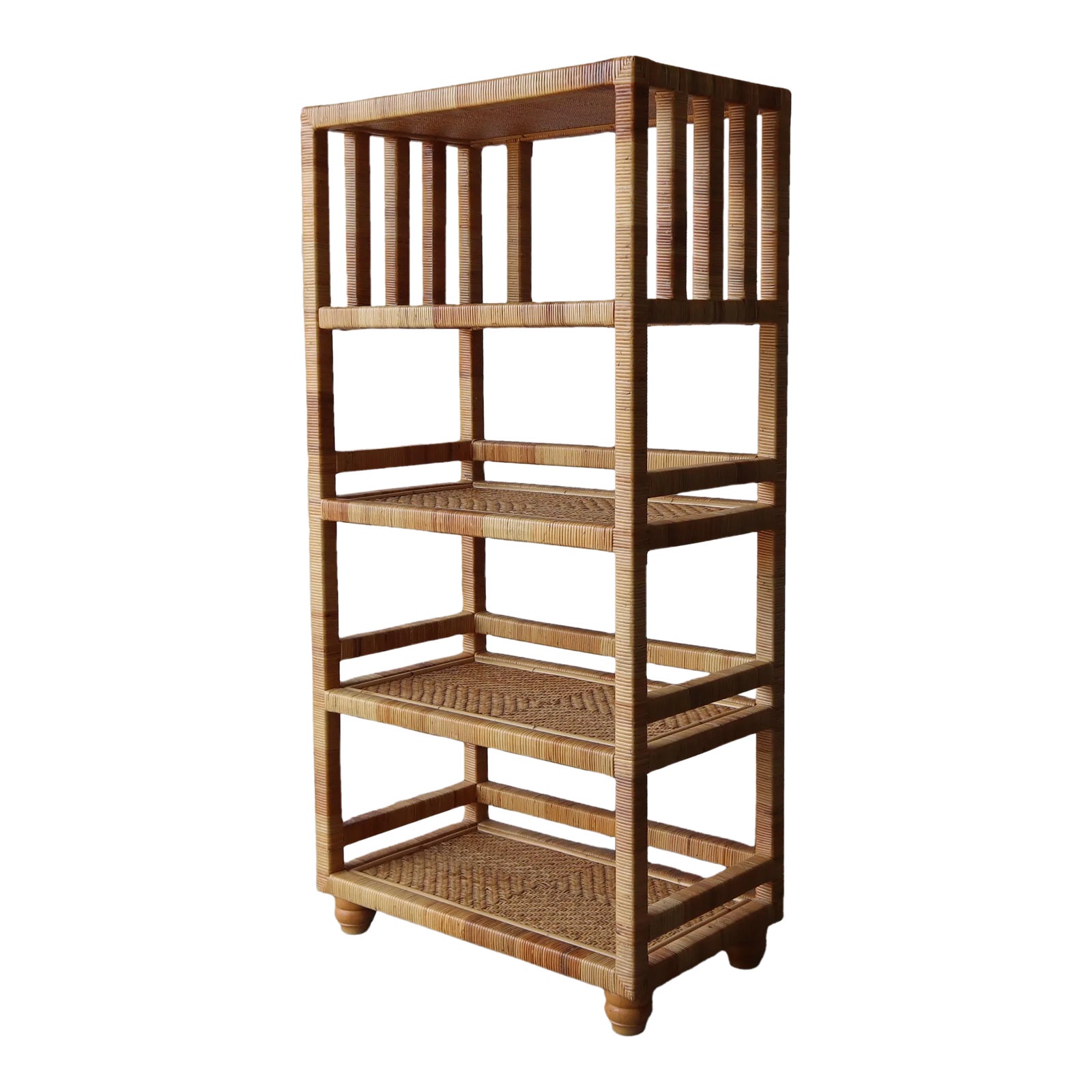 High Quality Vintage Wicker Bookshelf Chairish
