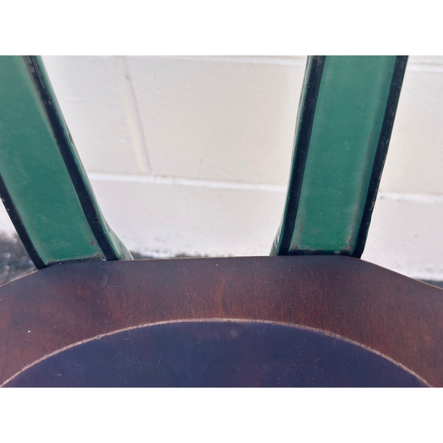 Metal A Pair of Early 20th-Century Cast Iron Soda Fountain Swivel Stools With Greek Key Backs. For Sale - Image 7 of 18