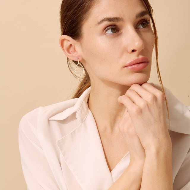 Contemporary Syna Yellow Gold Hex Earrings with Diamonds, a Pair For Sale - Image 3 of 4