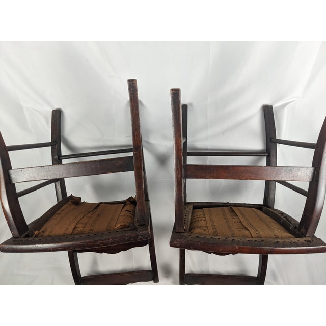Pair of Vintage Tell City Style Dark Wood Chairs With Black Floral Needlepoint Seats For Sale - Image 11 of 14