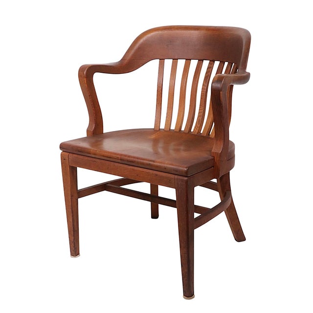 Mid 20th Century Oak Bank of England Jury Desk Office Chair by Gunlocke For Sale In New York - Image 6 of 12