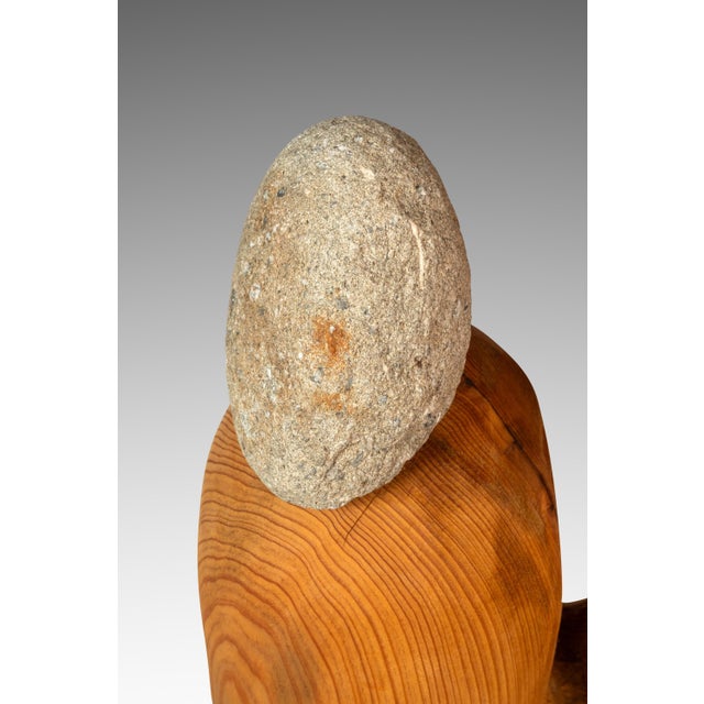 2-Piece Organic Modern Abstract Freestanding Sculpture in Solid Cypress & Stone by Mark Leblanc for Leblanc Studios, Usa, C. 2020s For Sale - Image 11 of 14