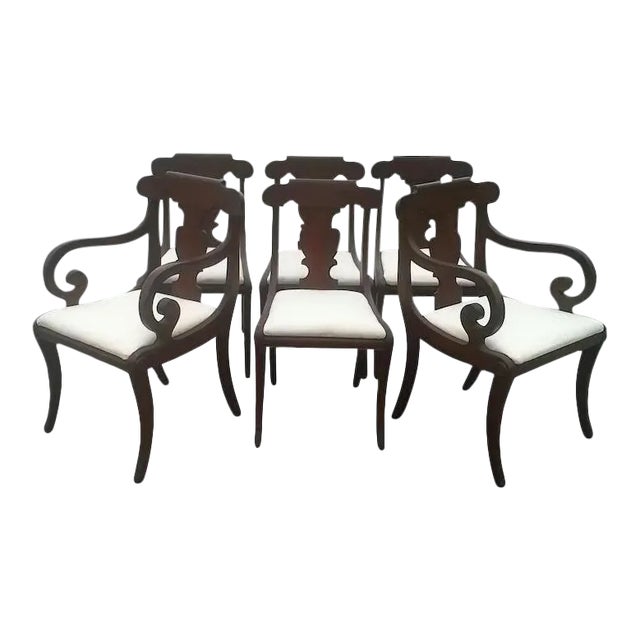Regency Dining Chairs With Scrolled Arm - Set of 6 For Sale