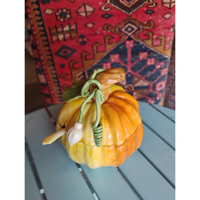 Vintage Ceramic Pumpkin Tureen With Ladle For Sale In Boston - Image 6 of 6
