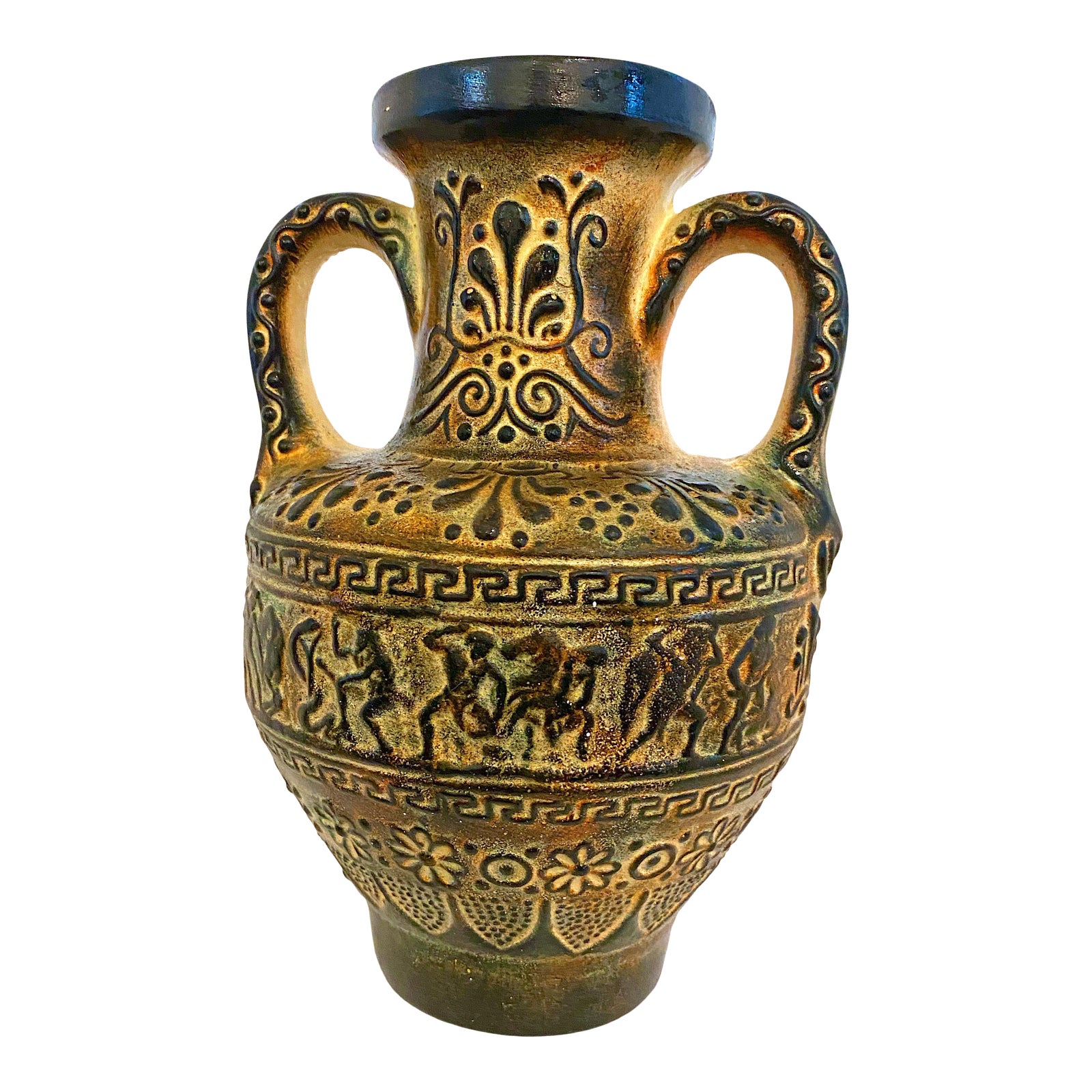 Vintage Egyptian Revival Double Handle Urn Vase Chairish