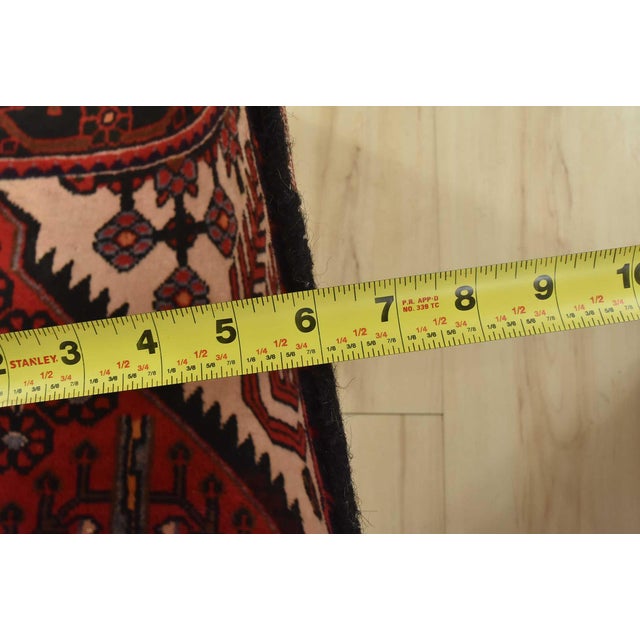 Zanjan Runner 3’8” X 9’7” Red Wool Vintage Tribal Hand-Knotted Oriental Rug For Sale - Image 12 of 14