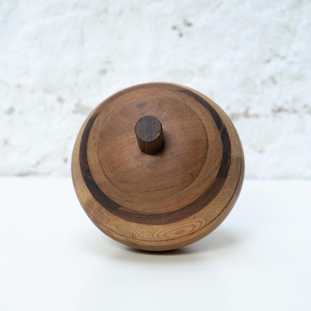 Brown Sculpture Spinning Top in Wood, 1990s For Sale - Image 8 of 17