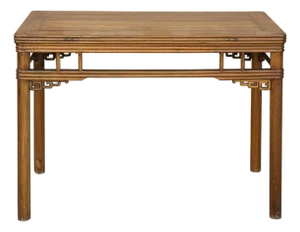 Vintage Honey Wood Tone Ming Style Round Legs Console Altar Table