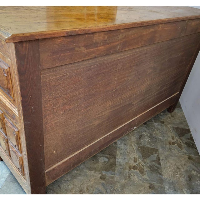 Mid-20th Century Spanish Revival Oak Paneled Credenza For Sale - Image 10 of 11