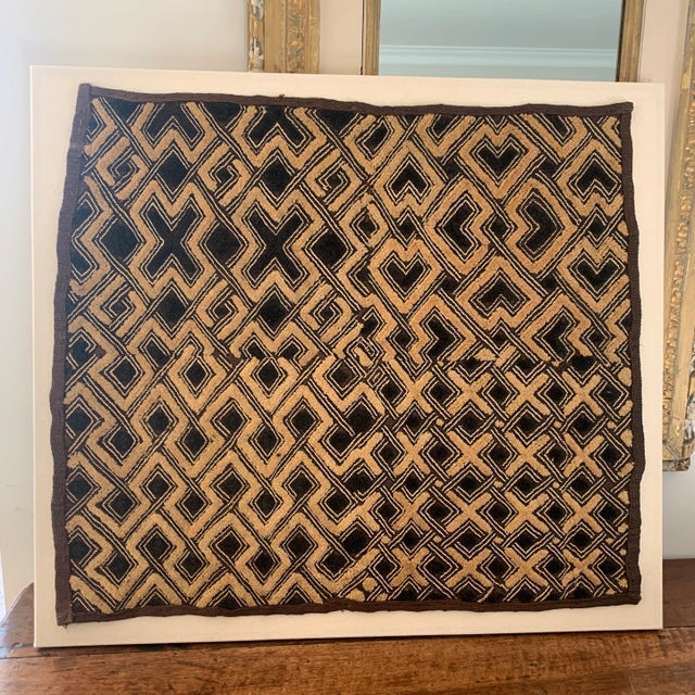 Mounted African Kuba Cloth Textile.