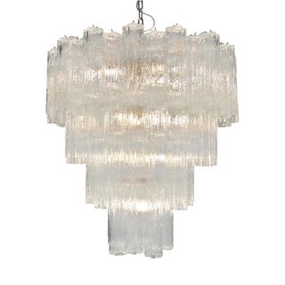 Italian Chandelier in Transparent Murano Glass, 1990 For Sale