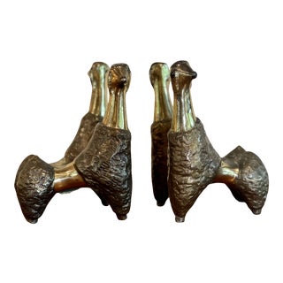 Mid Century Brutalist Brass Bookends - a Pair For Sale