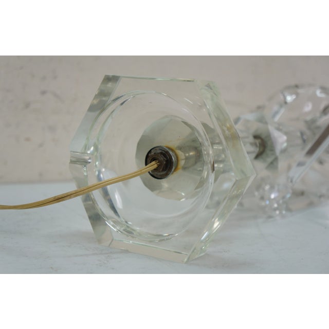 Mid 20th Century Hollywood Regency Cut Crystal Luster Candlestick Table Lamp 20" For Sale - Image 9 of 14
