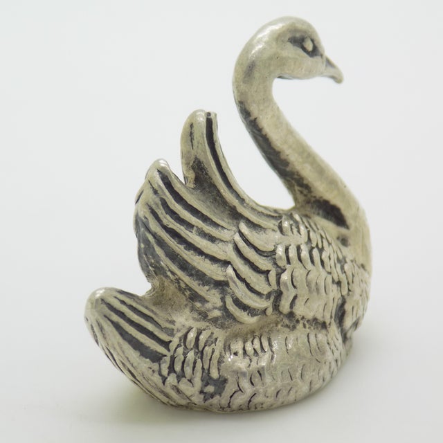 Vintage Italian Silver 800 Swan Miniature Figurine, 1960s For Sale - Image 6 of 12
