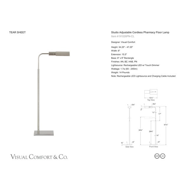 Visual Comfort Signature Studio Adjustable Cordless Pharmacy Floor Lamp in Polished Nickel Designer: Visual Comfort...