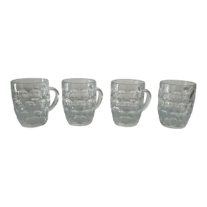 Vintage Arcoroc France Clear Glass Dimple Barrel Beer Mug Steins Set of 4