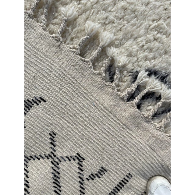 White White Modern Abstract Minimalist Area Rug For Sale - Image 8 of 8