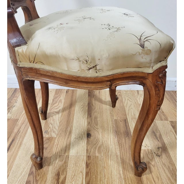 Pair French 19th C Upholstered Louis XV Style "Shell" Carved Walnut Side Chairs For Sale - Image 16 of 18