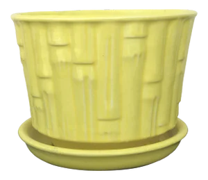 Vintage Mid-Century McCoy Yellow Bamboo Cache Pot Planter