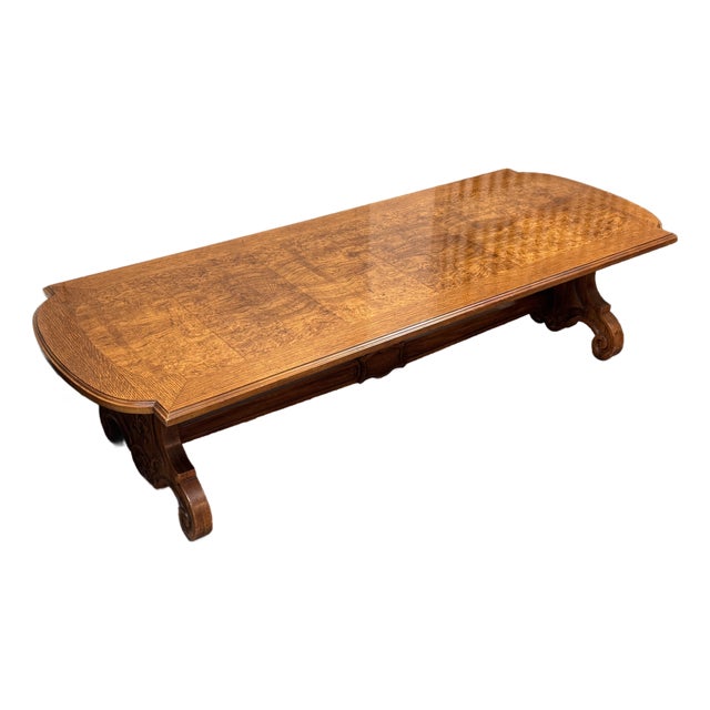 Vintage Spanish Revival Carved Wood Coffee Table For Sale