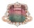 6.1cts Bi-Color Tourmaline Ring With Natural Diamonds Accents: Solid 14k Gold For Sale