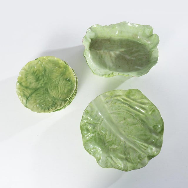 Set of antique lettuce ware dishes. For serving or simply to be used for display