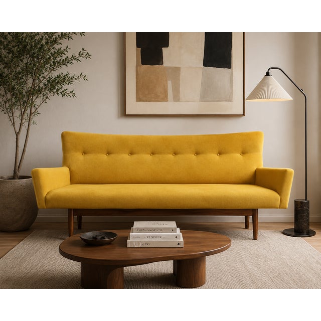Mid-Century Modern 1950s Attributed to Jens Risom Sofa – Original Family Ownership, Reupholstery Project For Sale - Image 3 of 12
