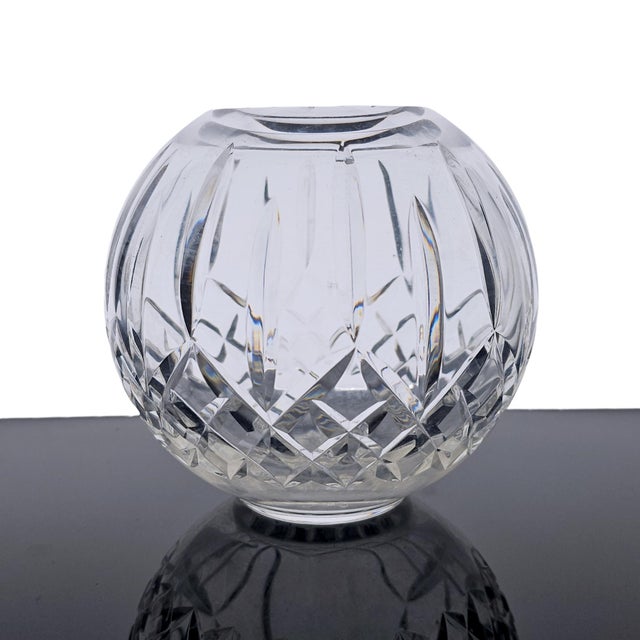 English Waterford Lismore Lead Hand Cut Crystal Rose Bowl Vase 6.5" For Sale - Image 3 of 11