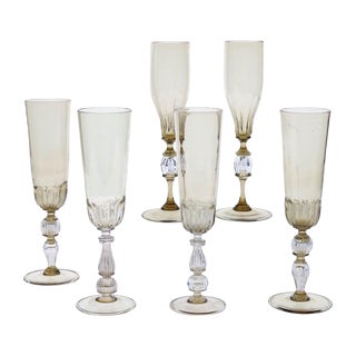 Champagne Flutes by Cenedese, Set of 6 For Sale
