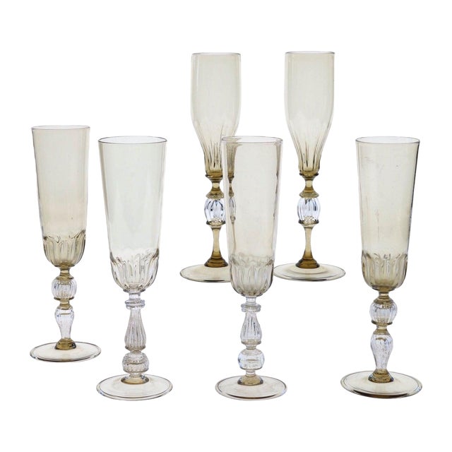 Champagne Flutes by Cenedese, Set of 6 For Sale