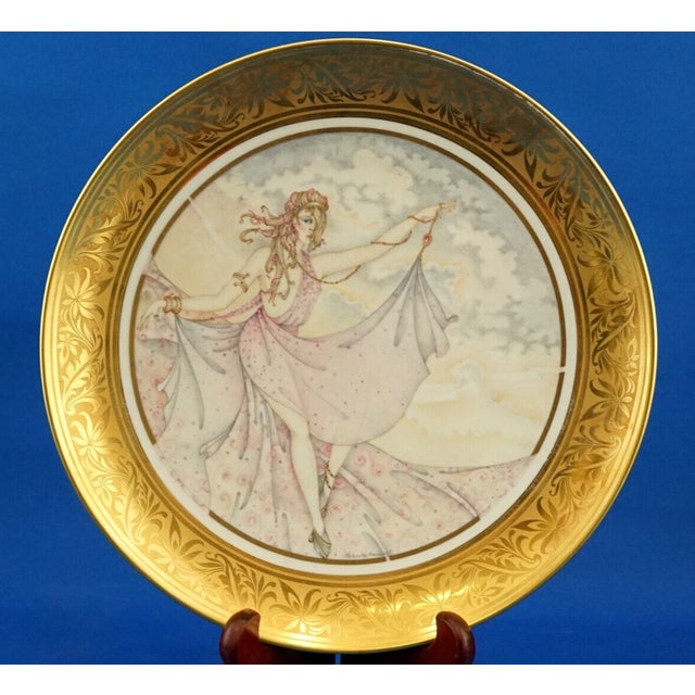Art Nouveau Style Porcelain Plates with Ladies Motif and Gilt Edges by Umberto Banchelli for Manufacture Seltmann Weiden, Bavaria, 1980s, Set of 4 For Sale - Image 18 of 18