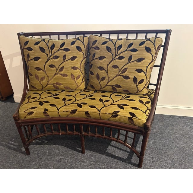 Contemporary Curved Palm Beach Bamboo Bench Pair For Sale - Image 3 of 5