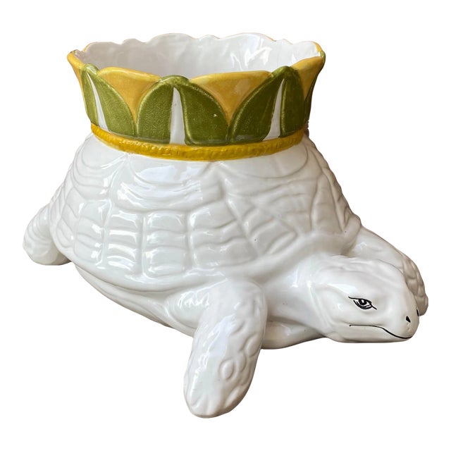 Vintage Italian Handcrafted Ceramic Turtle Cachepot / Planter For Sale