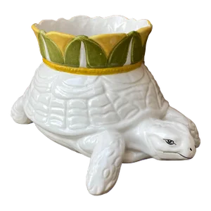Vintage Italian Handcrafted Ceramic Turtle Cachepot / Planter
