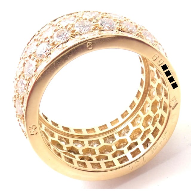 Cartier Nigeria 18k Yellow Gold Diamond Wide Band Ring Size 53 For Sale - Image 12 of 12