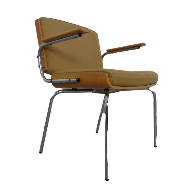 Vintage Conference Armchair in Oak and Chrome from Duba Møbelindustri, Denmark, 1960s For Sale