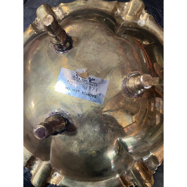 Art Deco 1970s Large Brass Cigar Ashtray With Art Deco Details For Sale - Image 3 of 5