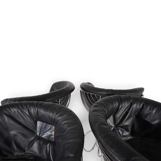 1970s Pan Am Dining Chairs in Chrome and Leather by Gastone Rinaldi for Rima, 1970, Set of 4 For Sale - Image 5 of 18